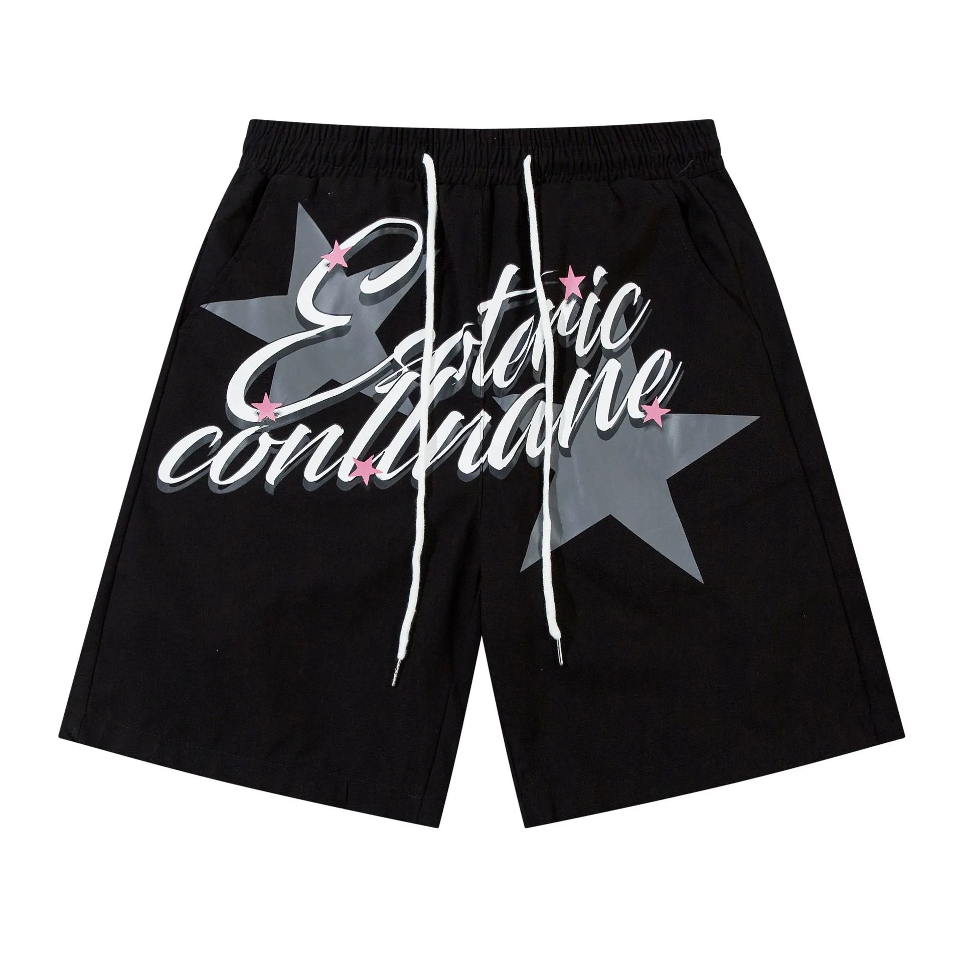 Unbranded Shorts Drawstring Mesh with Embroidered Graphic Lettering — 107 black