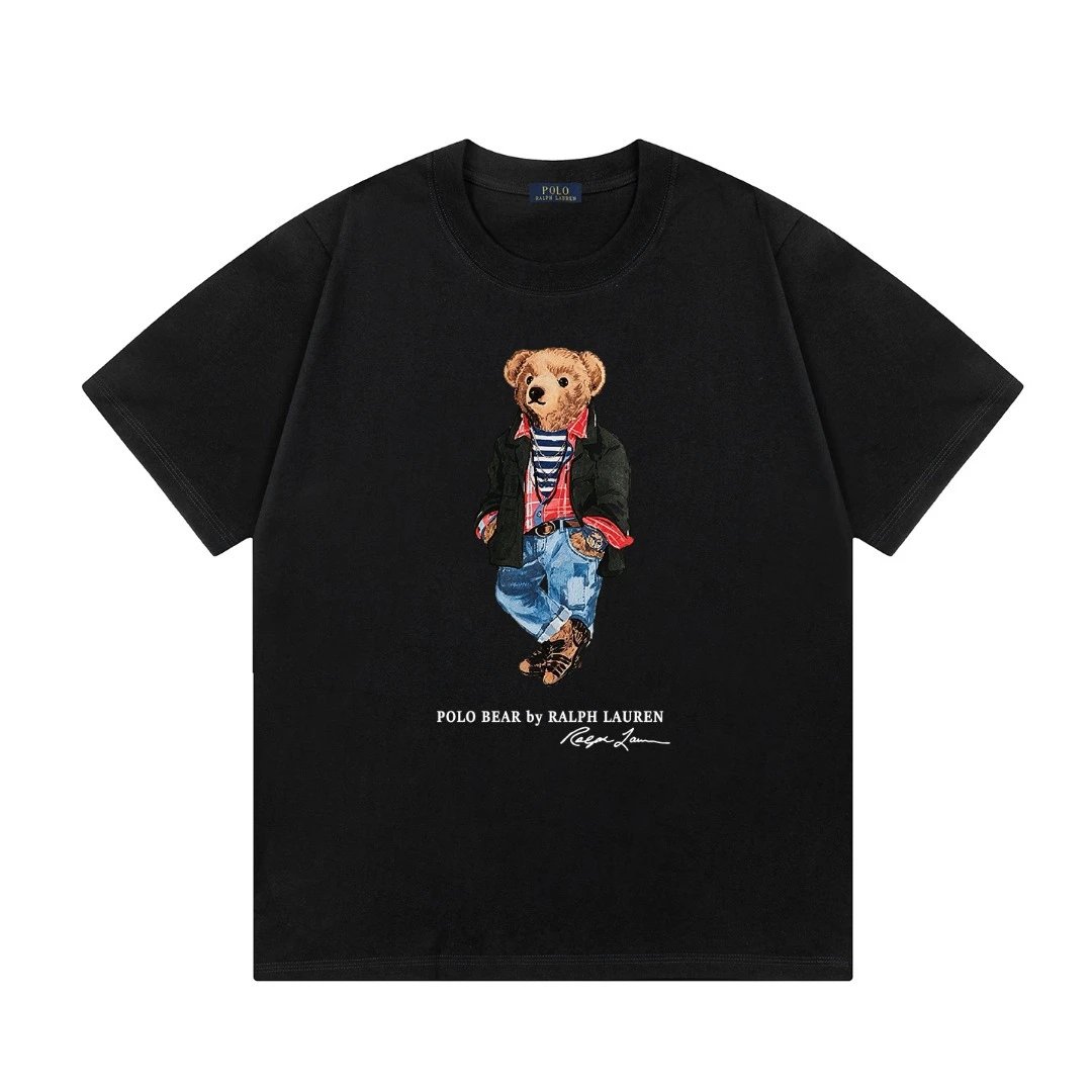Polo Ralph Lauren T-Shirts Bear Graphic Crewneck Short-Sleeve T-Shirt — Black L 2001