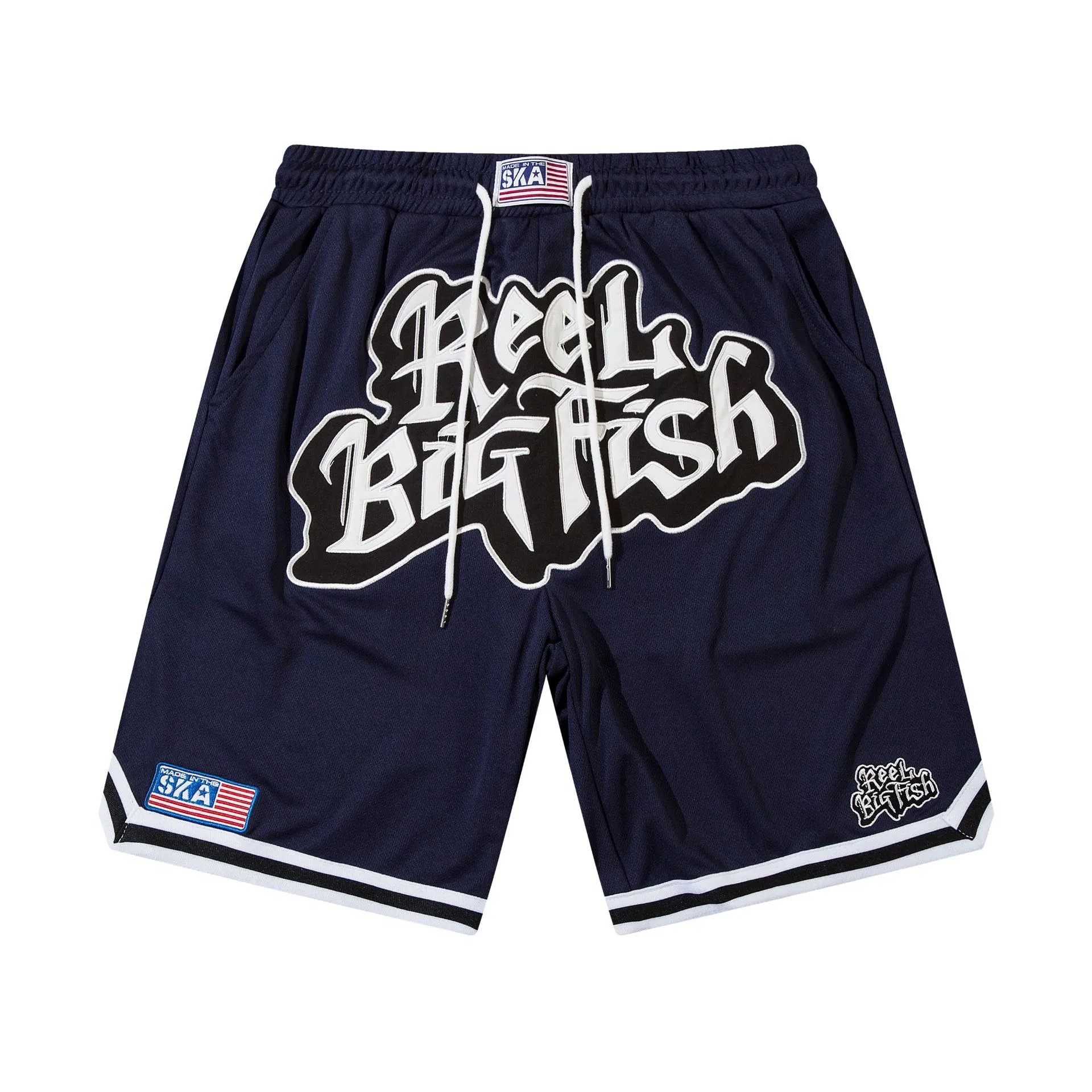 Unbranded Shorts Drawstring Mesh with Embroidered Graphic Lettering — 96 black