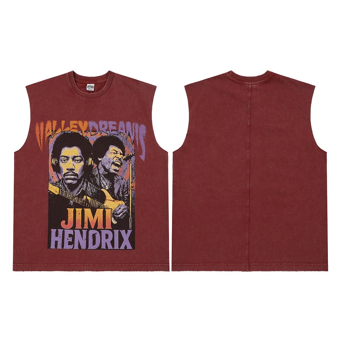 Valley Dreams Vests Washed Graphic Sleeveless Top — V 1300 Wash Water Ankoala Red