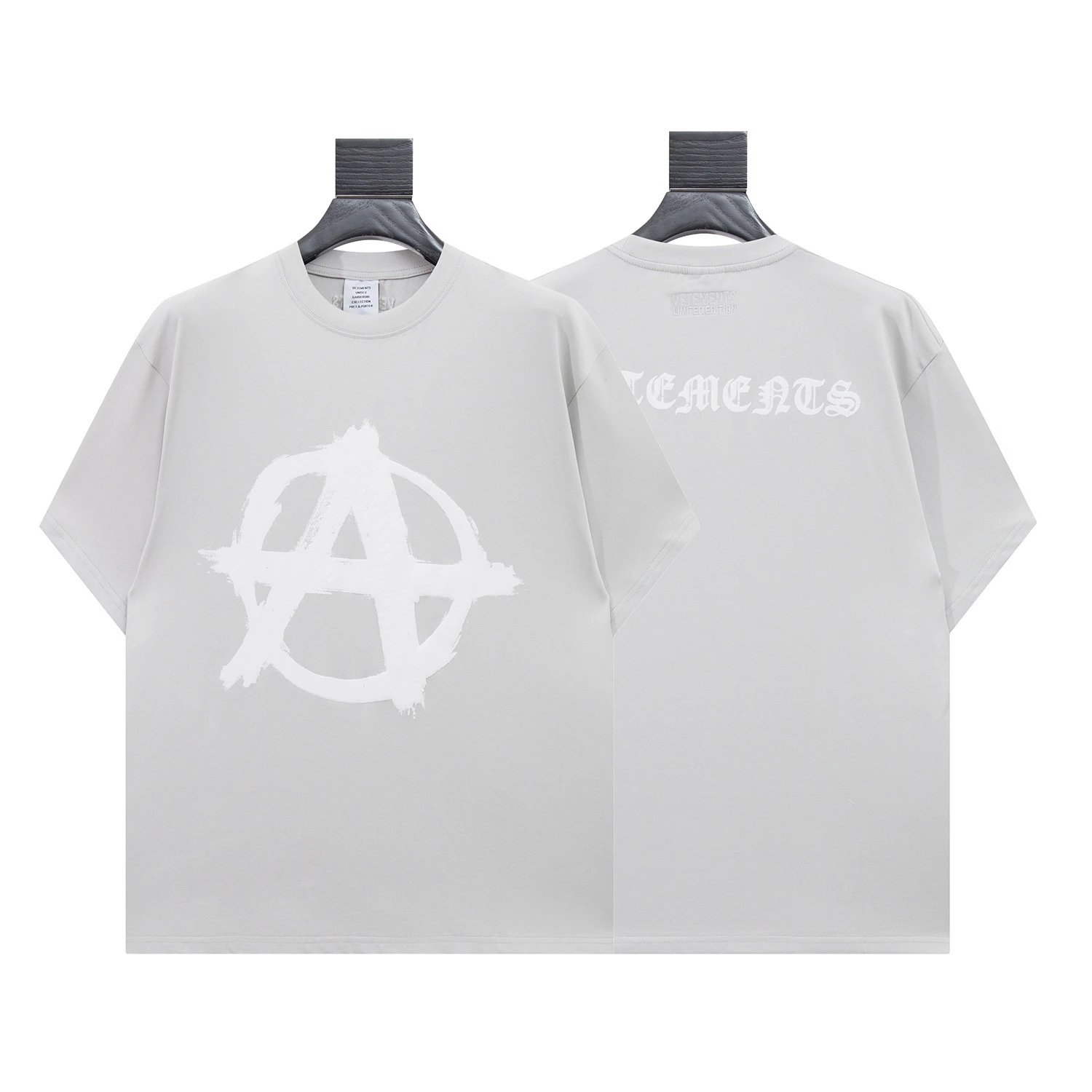 Vetements T-Shirts Graphic Logo Print — 8003 gray