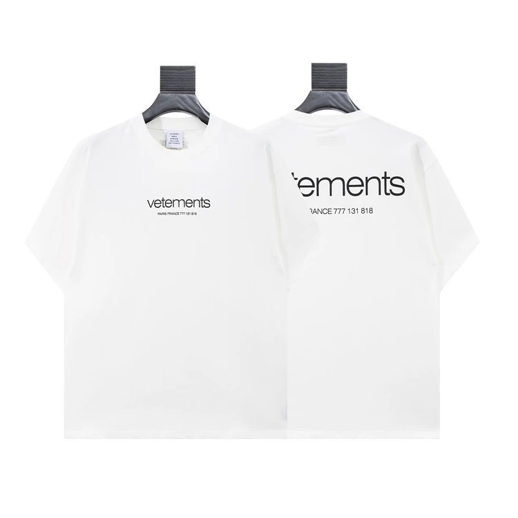 Vetements T-Shirts Graphic Logo Print — 8007 white
