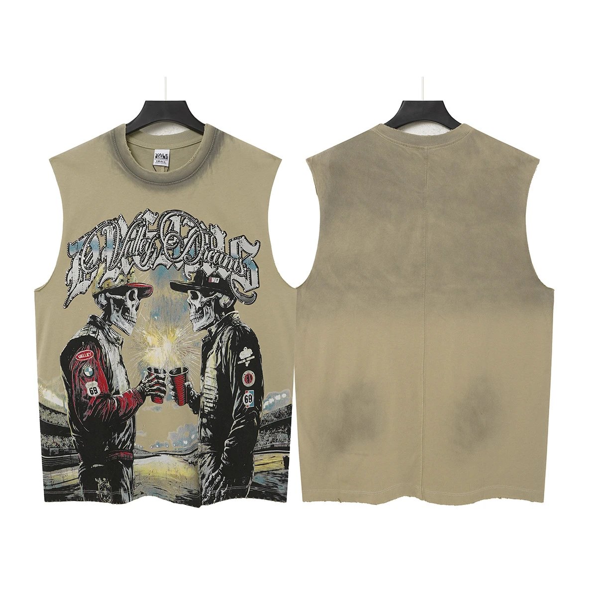 Valley Dreams Vests Washed Graphic Sleeveless Top — V 1500 Wash water apricot