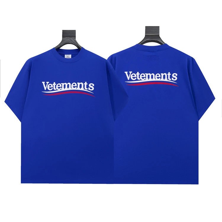 Vetements T-Shirts Graphic Logo Print — 8015 Color blue