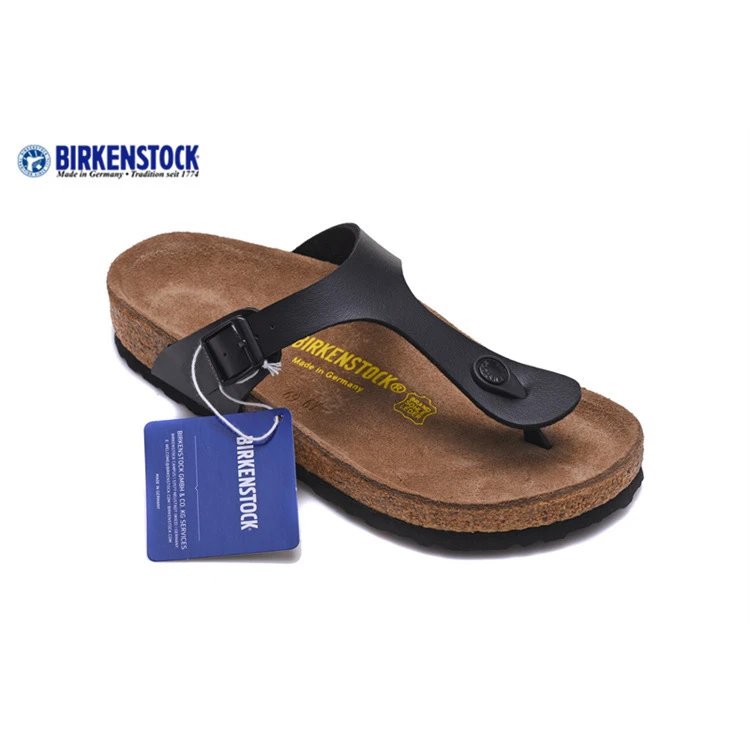 Birkenstock Sandals Gizeh Buckle Thong — 801 Matte Black Leather Surface