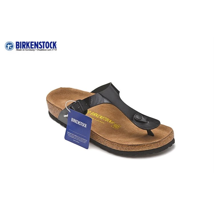 Birkenstock Sandals Gizeh Buckle Thong — 801 black mirror finish