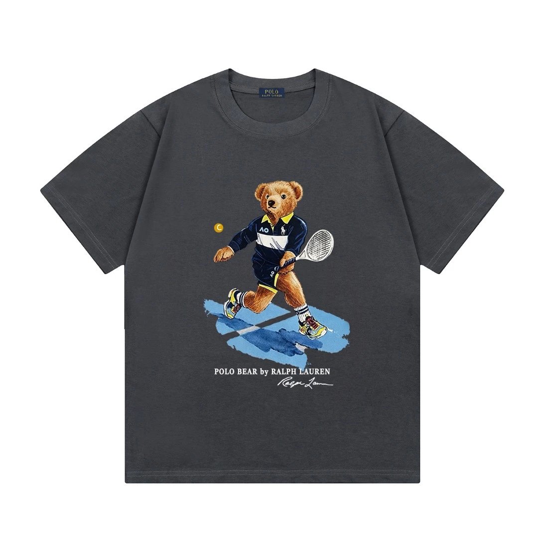 Polo Ralph Lauren T-Shirts Bear Graphic Crewneck Short-Sleeve T-Shirt — gray L 2003
