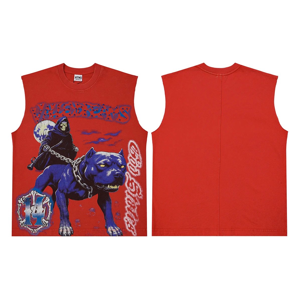 Valley Dreams Vests Washed Graphic Sleeveless Top — V 1306 wash water red