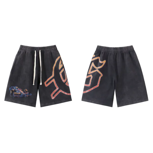 Purple Brand Paint-Splatter Denim Shorts Beige - 17