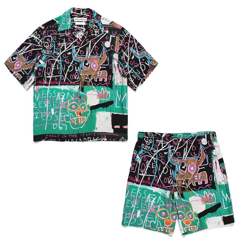 Human Made Tokyo Empire Black Print Shirt and Shorts Set - 14