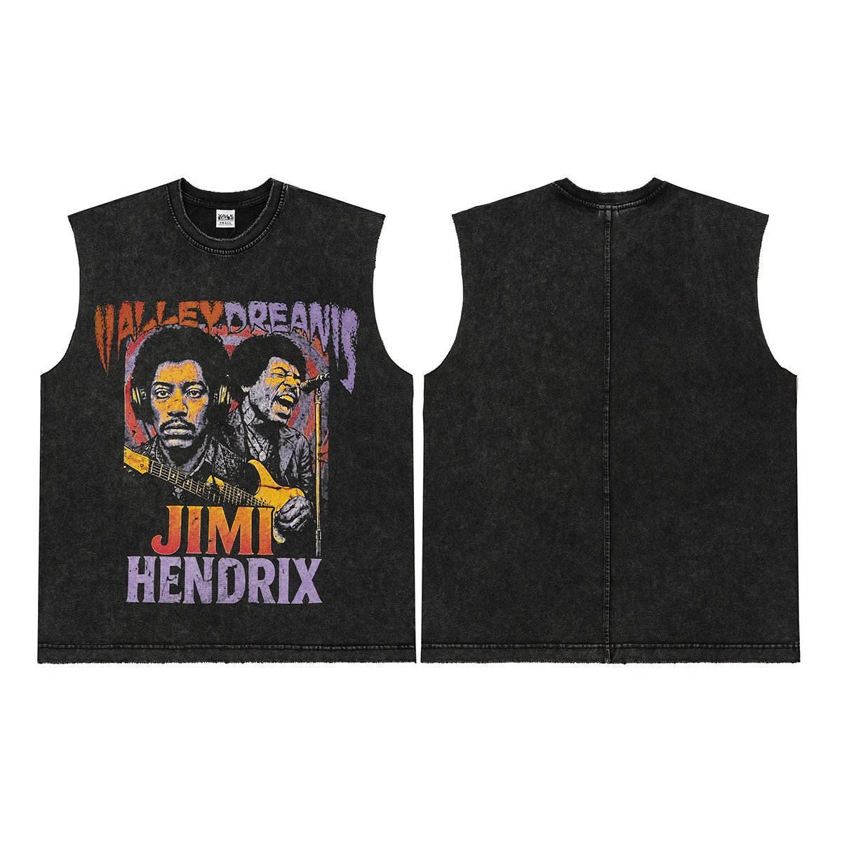 Valley Dreams Vests Washed Graphic Sleeveless Top — V 1300 Washed black