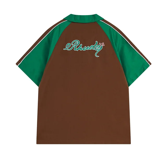 Rhude Shirts Colorblock Palm Tree Embroidered Short-Sleeve Shirt product detail image 13