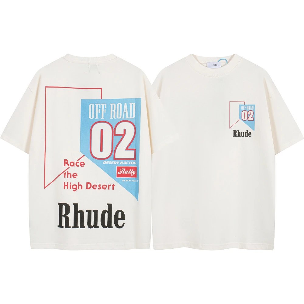 Rhude T-Shirts Graphic Print Short-Sleeve T-Shirt — 8037 white