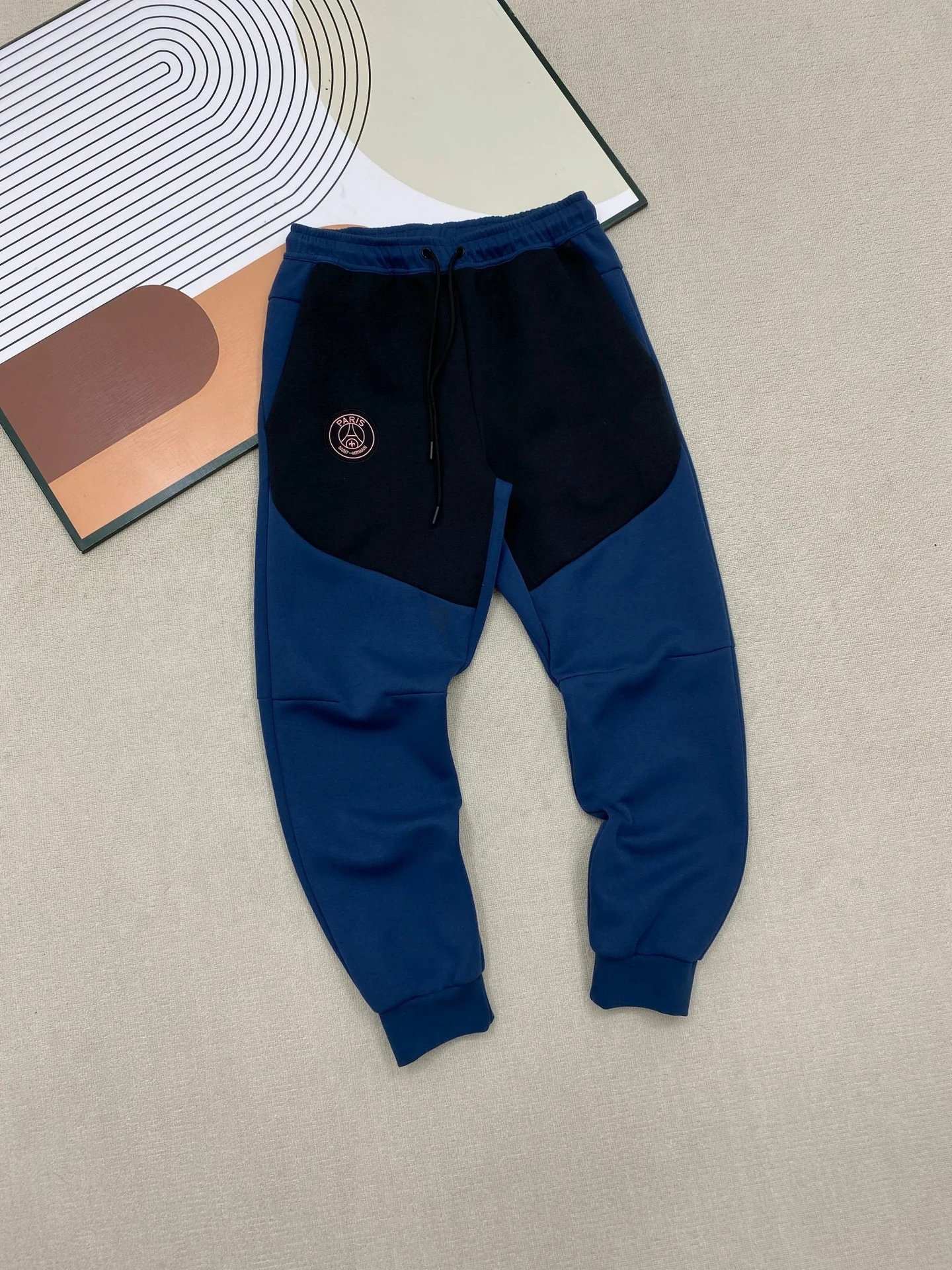 Paris Saint-Germain Tracksuits Hooded Zip Tracksuit — Black and Dark Blue Trousers