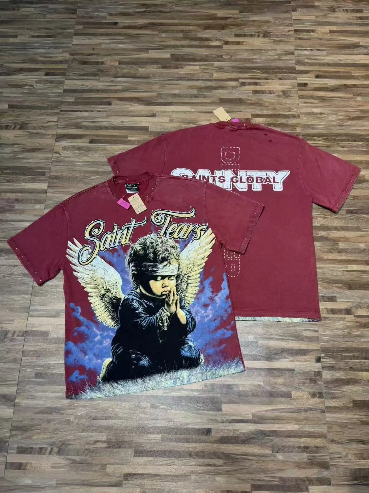 Saints Global T-Shirts Rhinestone Graphic T-Shirt — S7008 Red