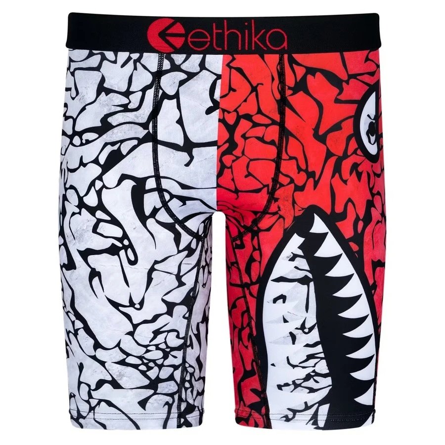 Ethika Underwear Printed Boxer Briefs — red and white shark