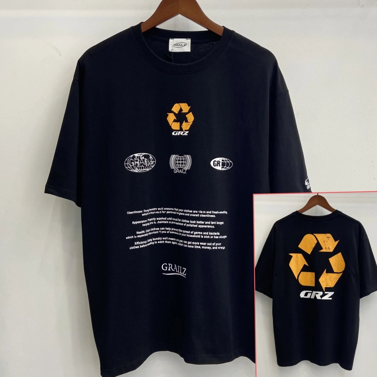 GRAILZ T-Shirts Graphic-print crew-neck T-shirt — GR1362 Black
