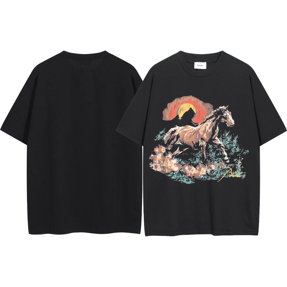 Rhude T-Shirts Graphic Print Short-Sleeve T-Shirt — 8068 black