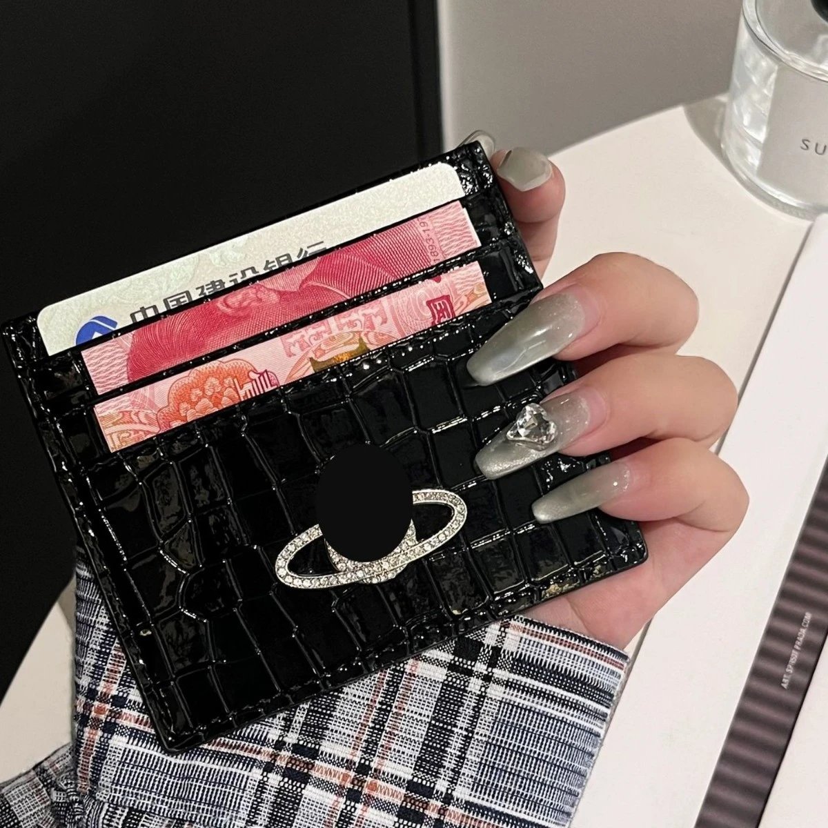 Unbranded Wallets & Card Holders Crocodile-Embossed Holder with Rhinestone Ring Emblem image 5