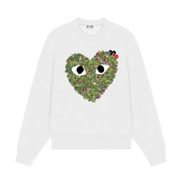 Comme des Garçons Play Floral Heart White Sweatshirt Sweater - 1