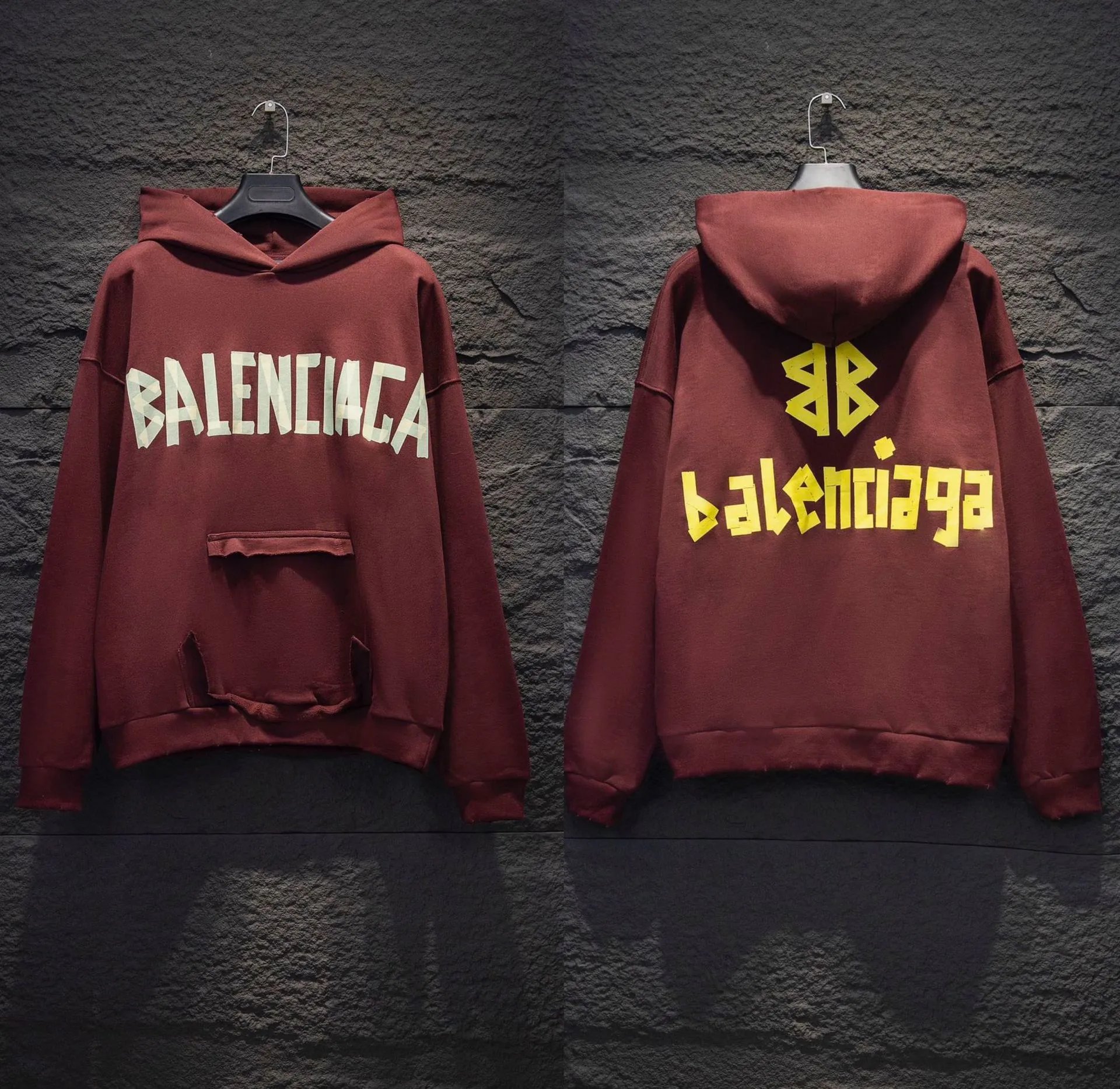 Unbranded Hoodies & Sweatshirts Oversized Letter-Graphic Pullover Hoodie — Dark red 5104