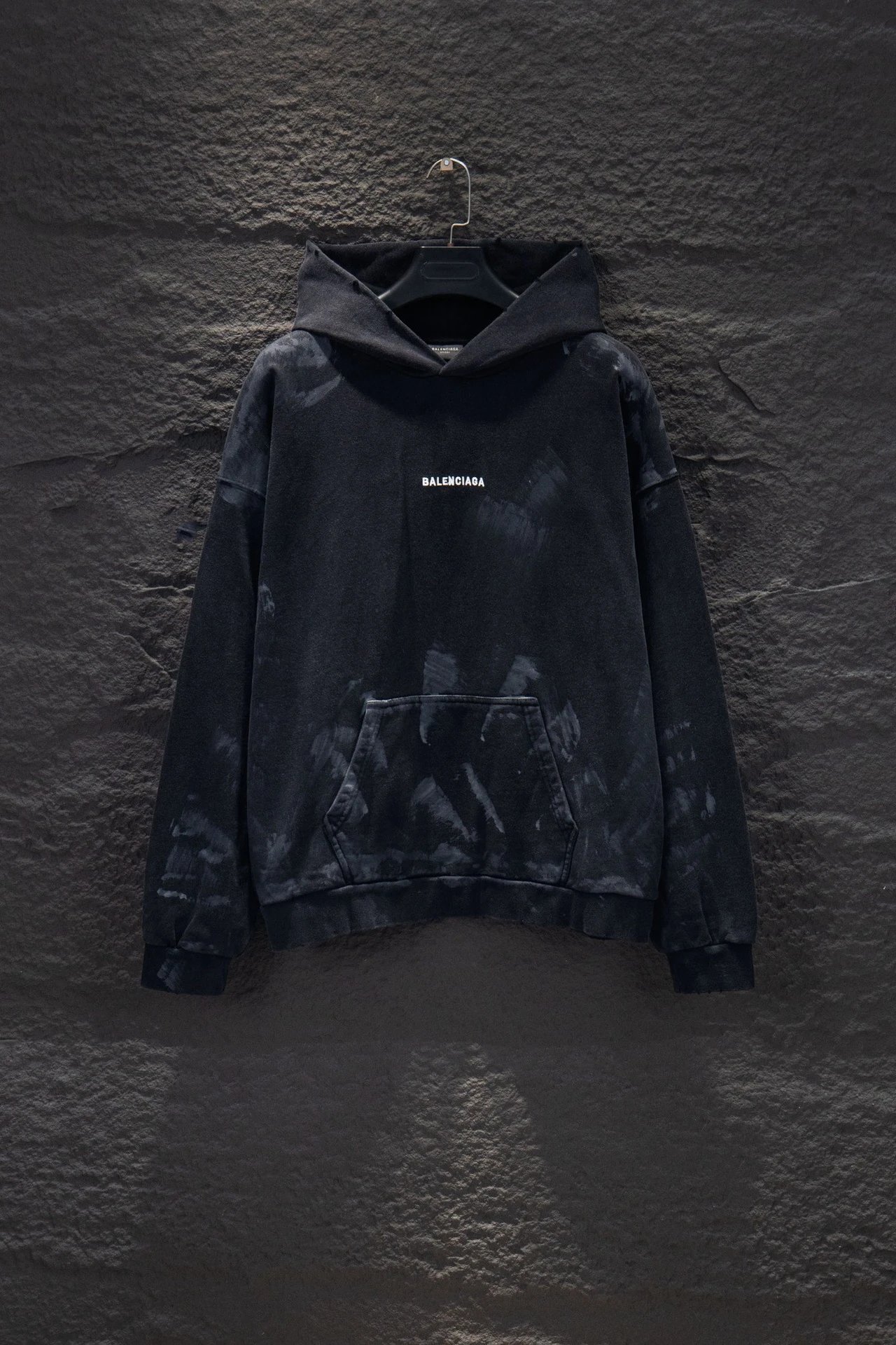 Unbranded Hoodies & Sweatshirts Oversized Letter-Graphic Pullover Hoodie — Washed Black 5217