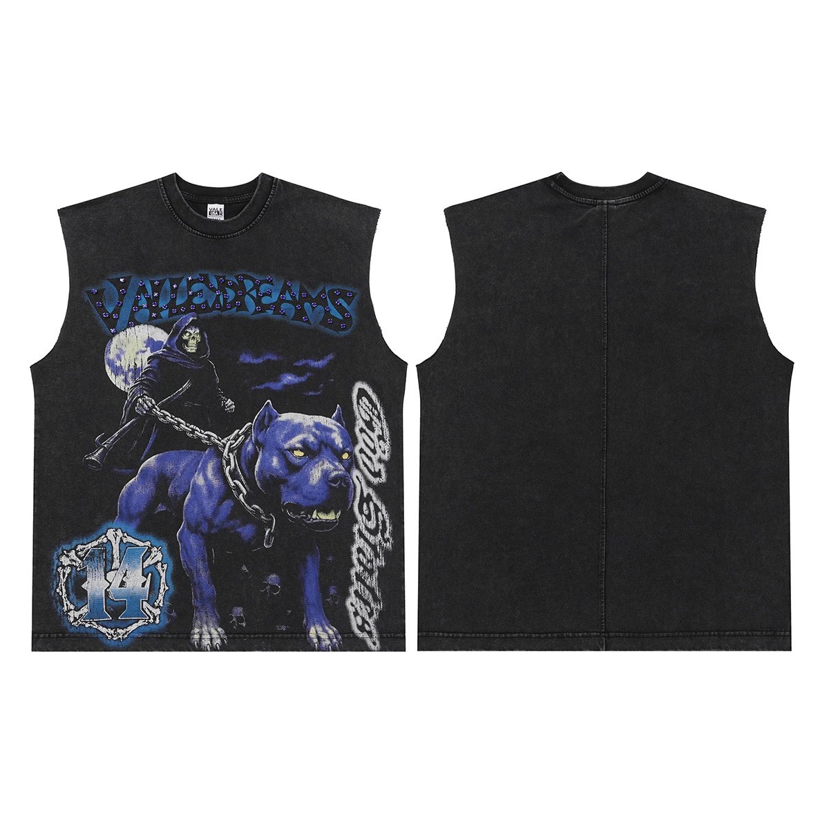 Valley Dreams Vests Washed Graphic Sleeveless Top — V 1306 Washed black