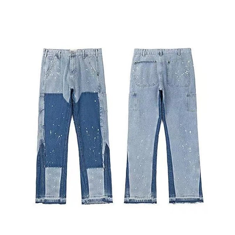 Gallery Dept. Shorts Distressed paint-splatter denim — 4091 blue