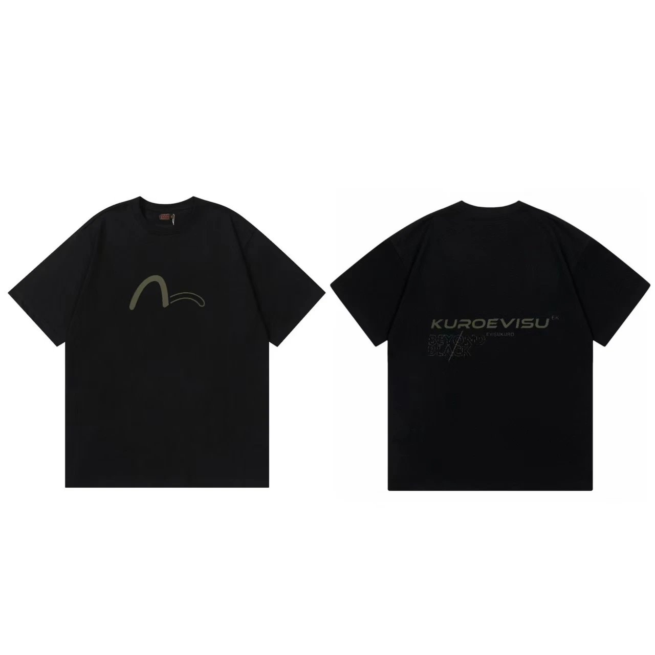 Evisu T-Shirts Short-Sleeve Graphic Print T-Shirt — Black F 251