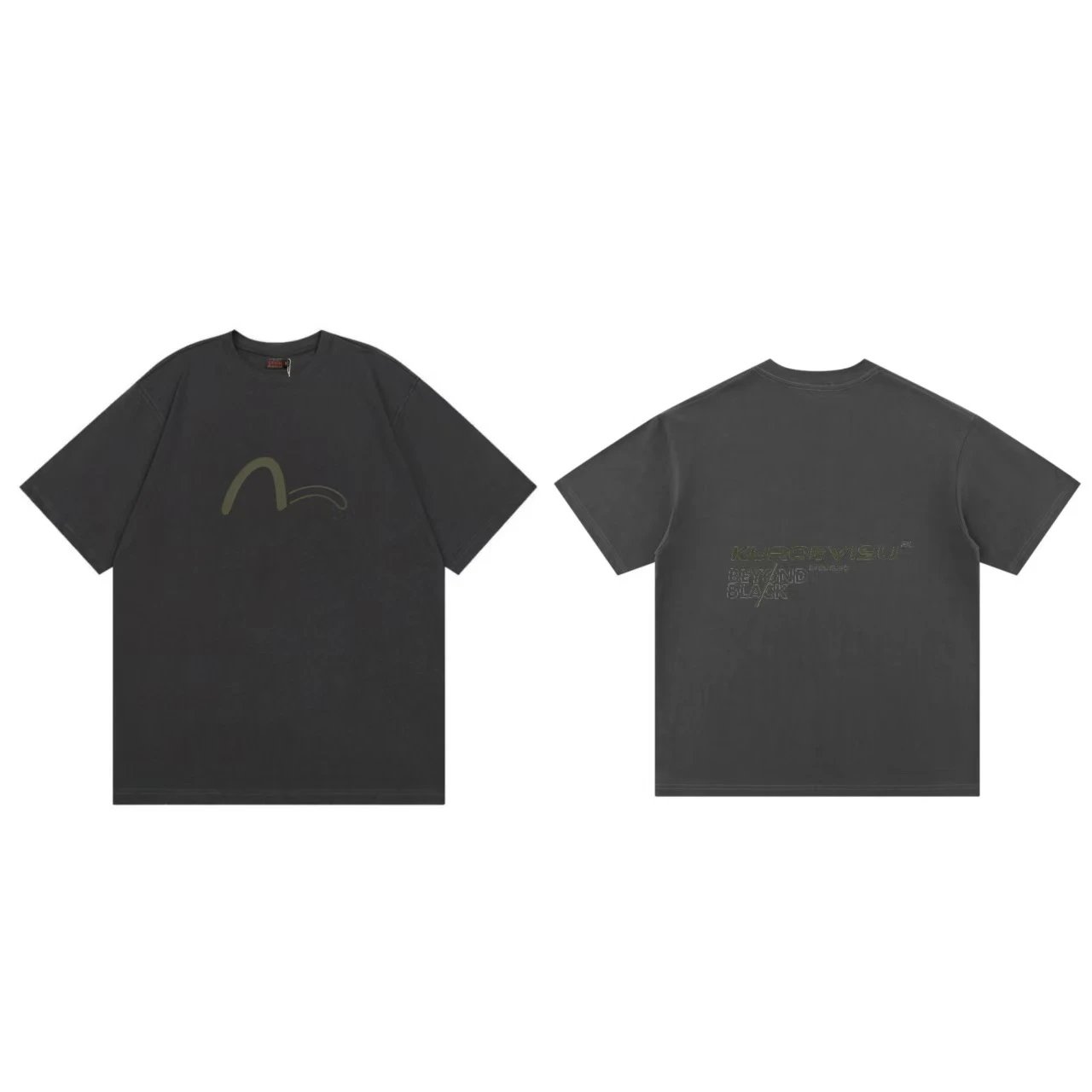 Evisu T-Shirts Short-Sleeve Graphic Print T-Shirt — gray F 251