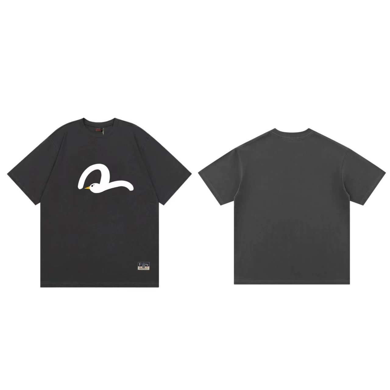 Evisu T-Shirts Short-Sleeve Graphic Print T-Shirt — gray F 239