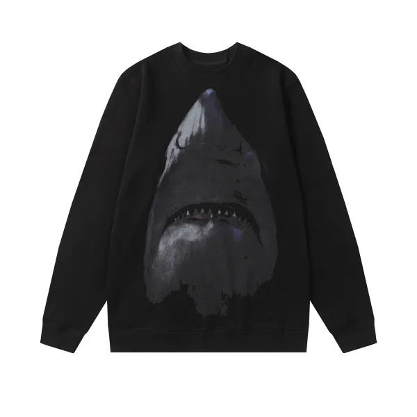 Design Shark Graphic Crewneck Black Sweatshirt Hoodie - 1