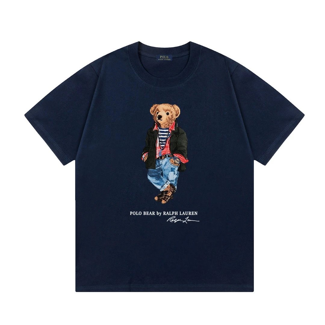 Polo Ralph Lauren T-Shirts Bear Graphic Crewneck Short-Sleeve T-Shirt — Navy Blue L 2001