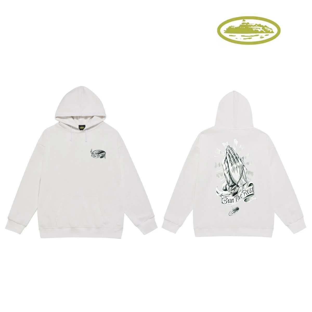 Corteiz Hoodies & Sweatshirts Classic Series printed pullover hoodie — C 2019 White (terry)