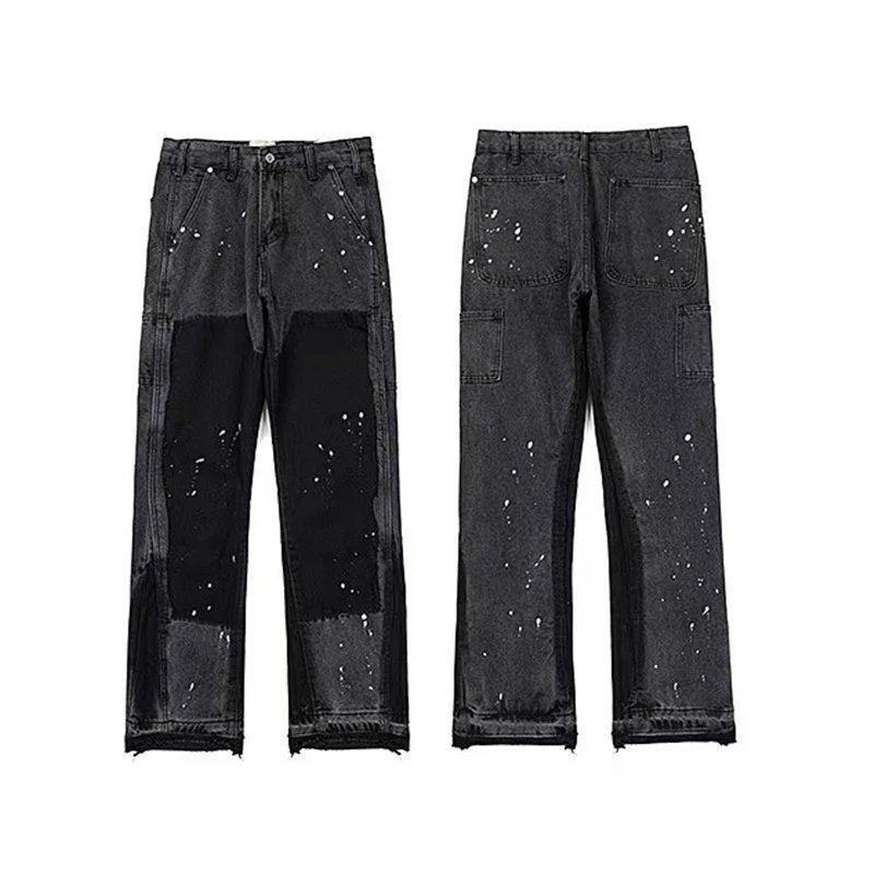 Gallery Dept. Shorts Distressed paint-splatter denim — 4091 black