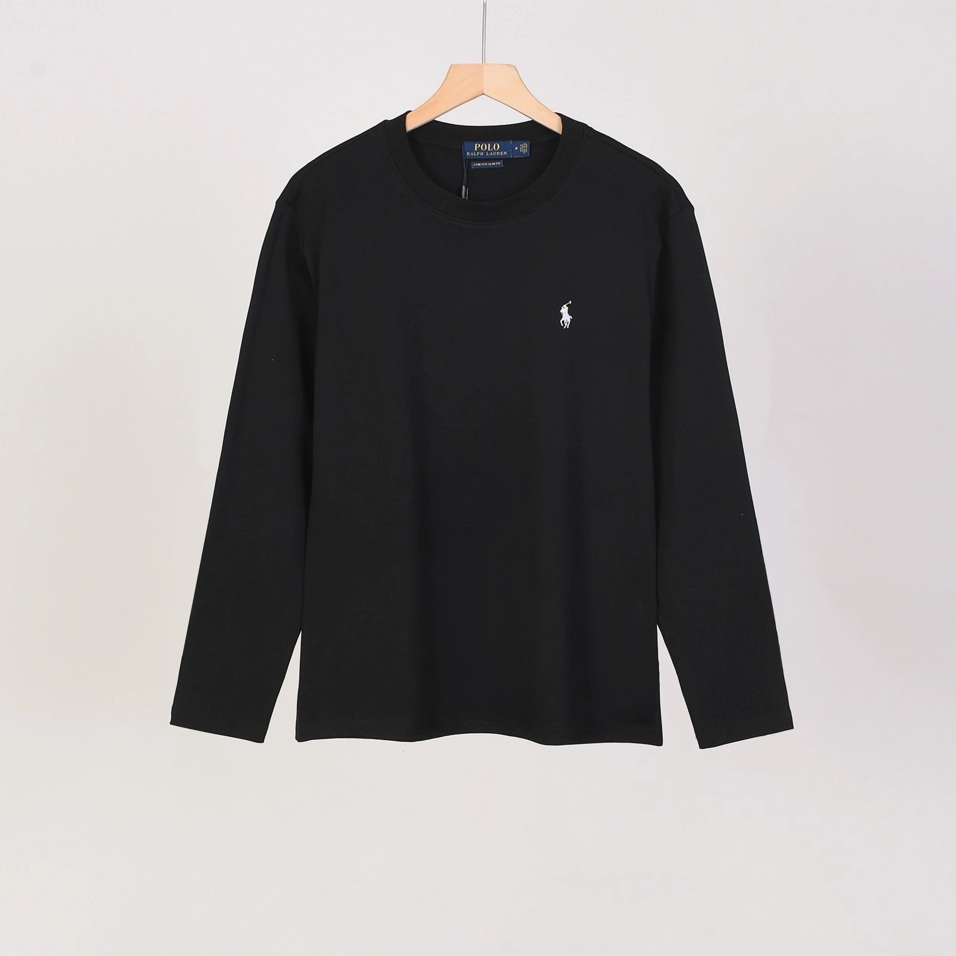 Polo Ralph Lauren T-Shirts Long-Sleeve Crew-Neck Embroidered Logo — 1510 Black