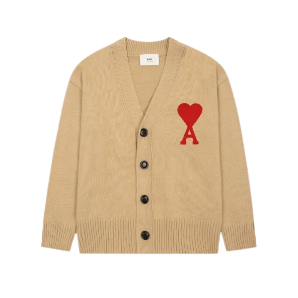 Ami Paris Heart Logo Cardigan Yellow - 13
