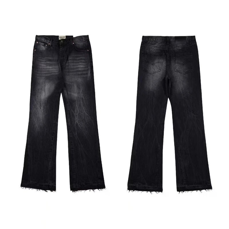 Unbranded Jeans Wide-leg distressed patchwork — 935 black