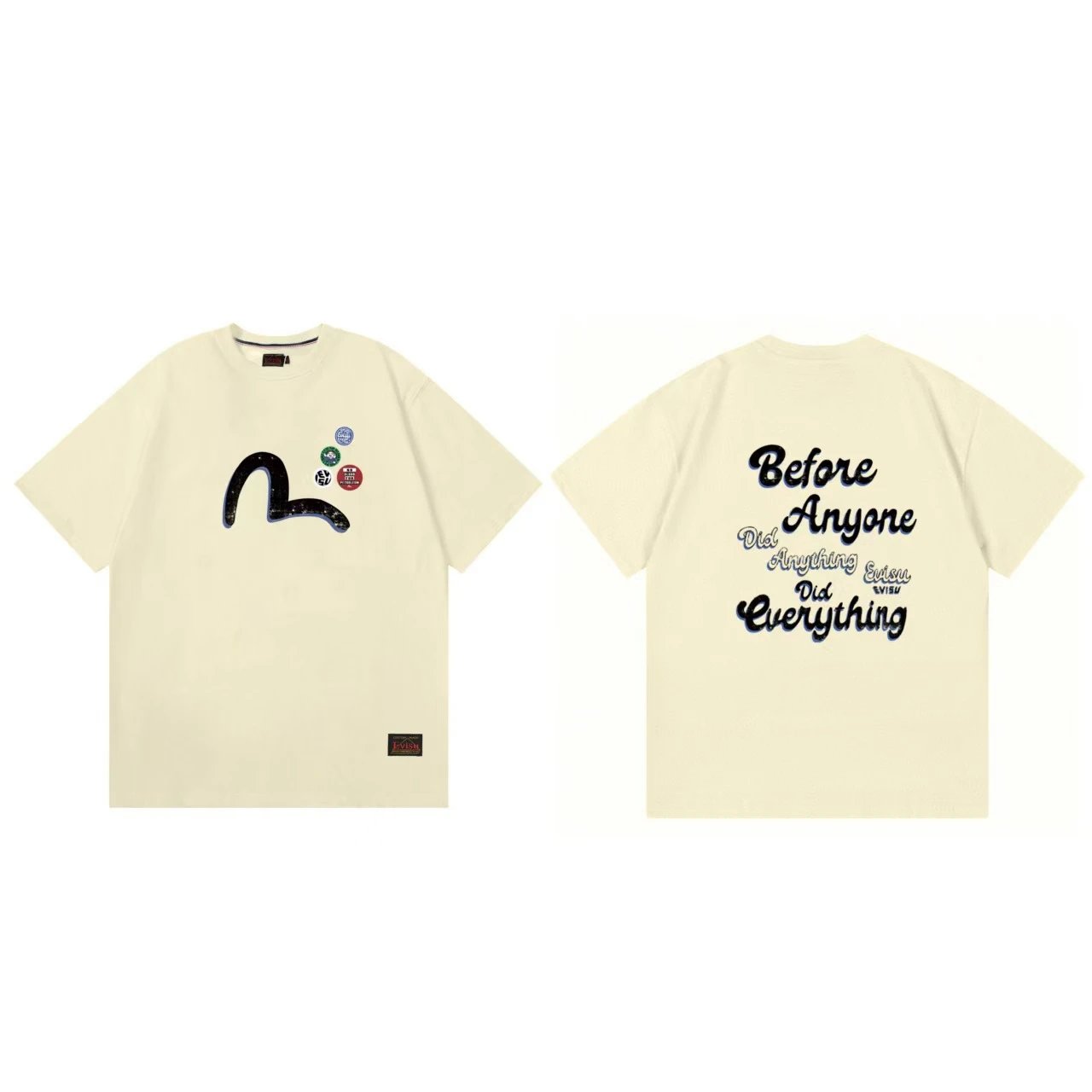 Evisu T-Shirts Short-Sleeve Graphic Print T-Shirt — Apricot color F 235