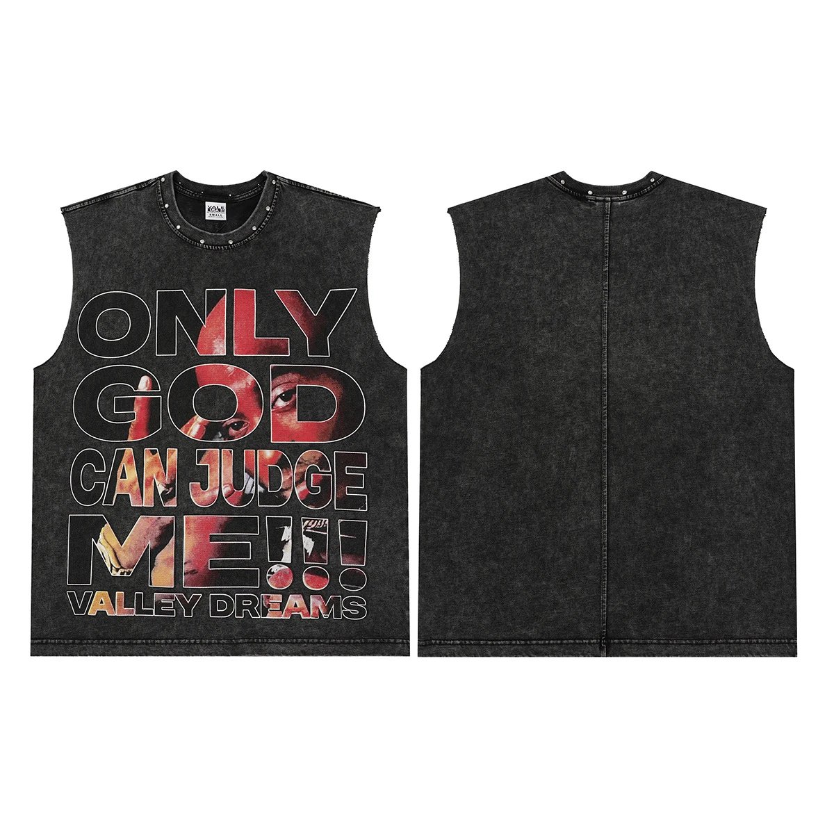 Valley Dreams Vests Washed Graphic Sleeveless Top — V 1303 Washed black