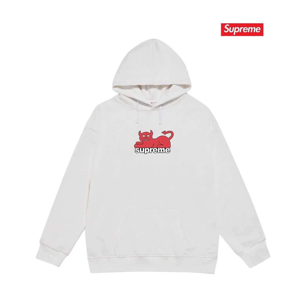 Supreme Hoodies & Sweatshirts Pullover hoodie with oval logo graphic and back text print — S 2146 white