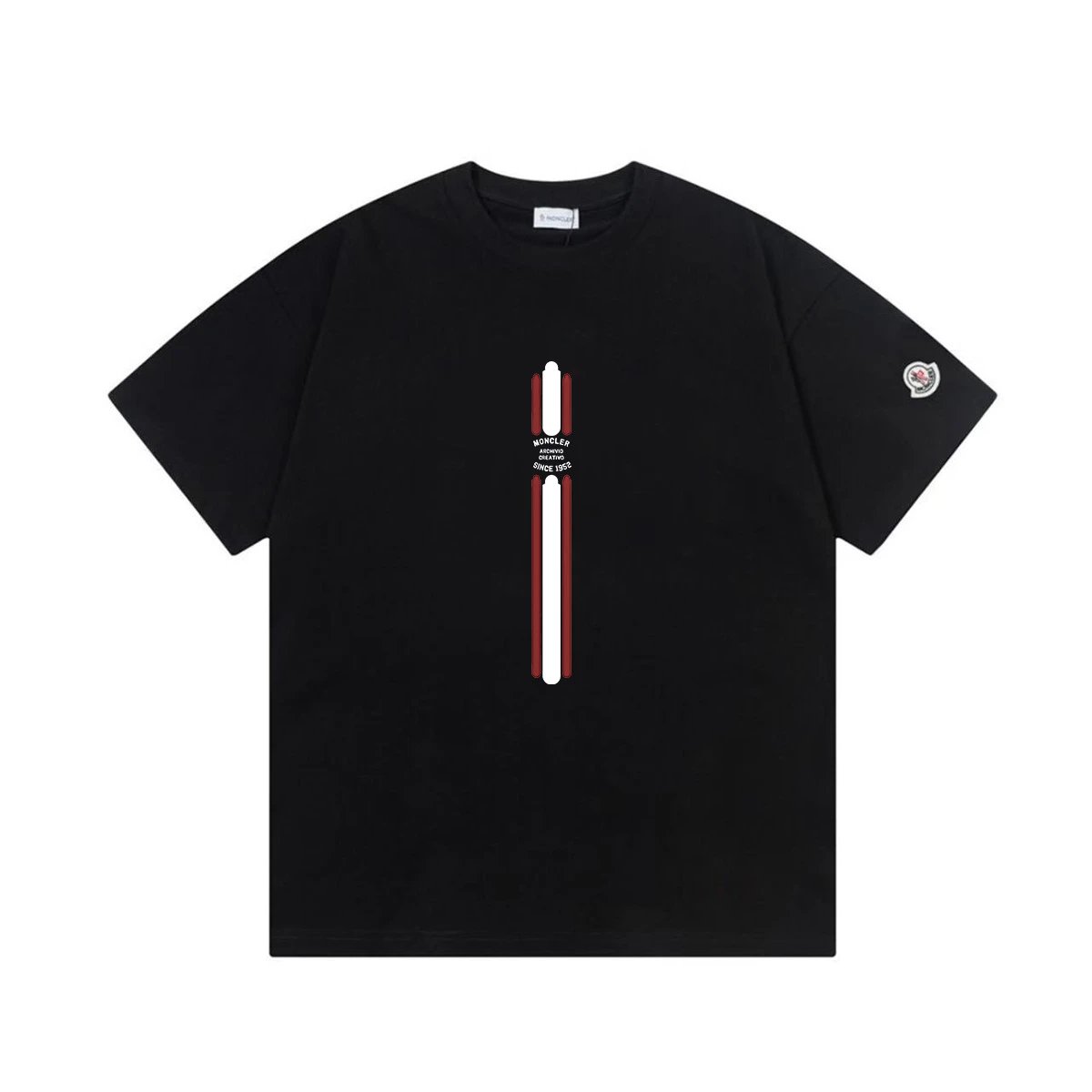 Moncler T-Shirts Short-Sleeve Graphic Print — M 2030 Black