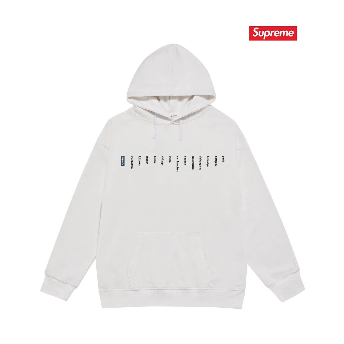 Supreme Hoodies & Sweatshirts Pullover hoodie with oval logo graphic and back text print — S 2155 white
