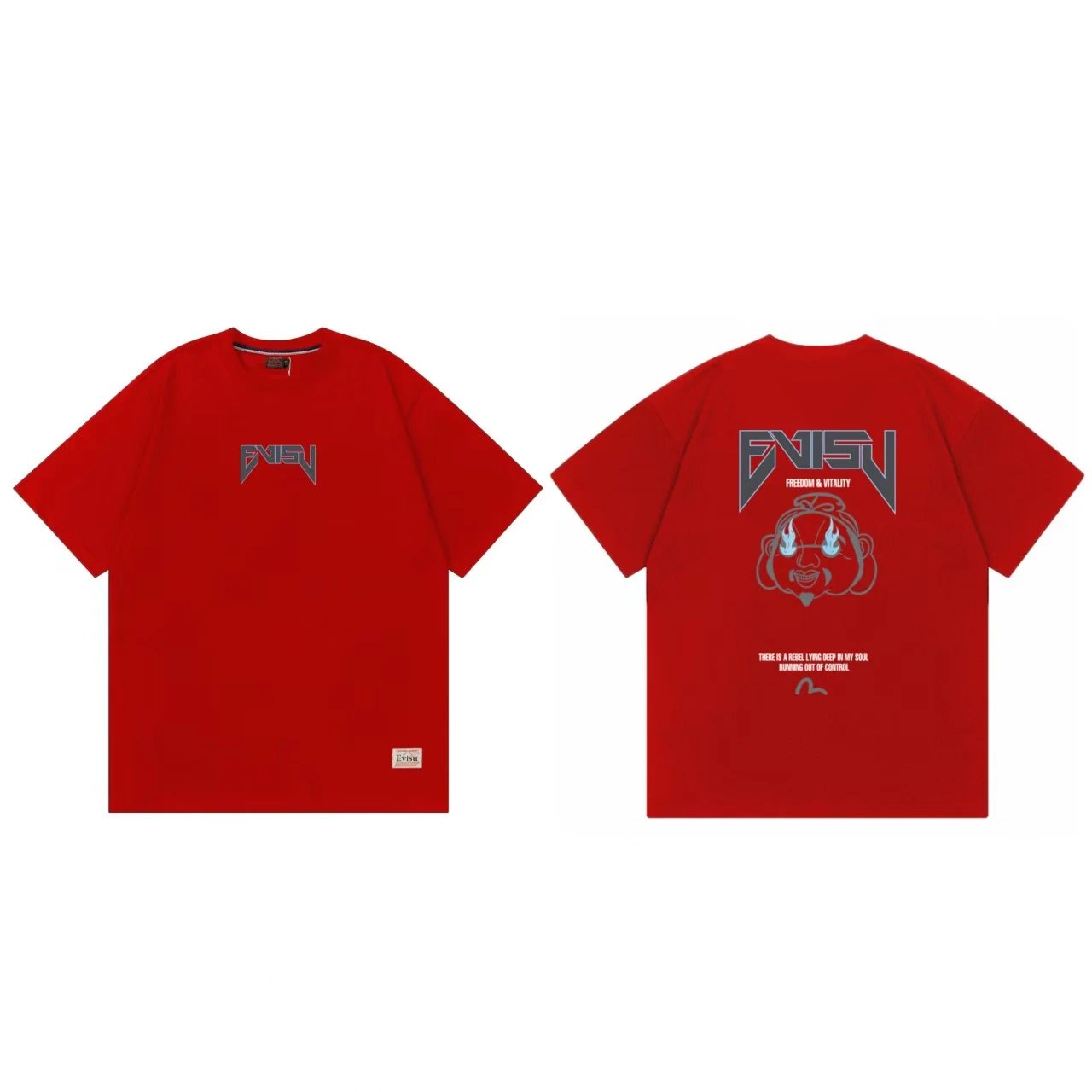 Evisu T-Shirts Short-Sleeve Graphic T-Shirt — Red F 230