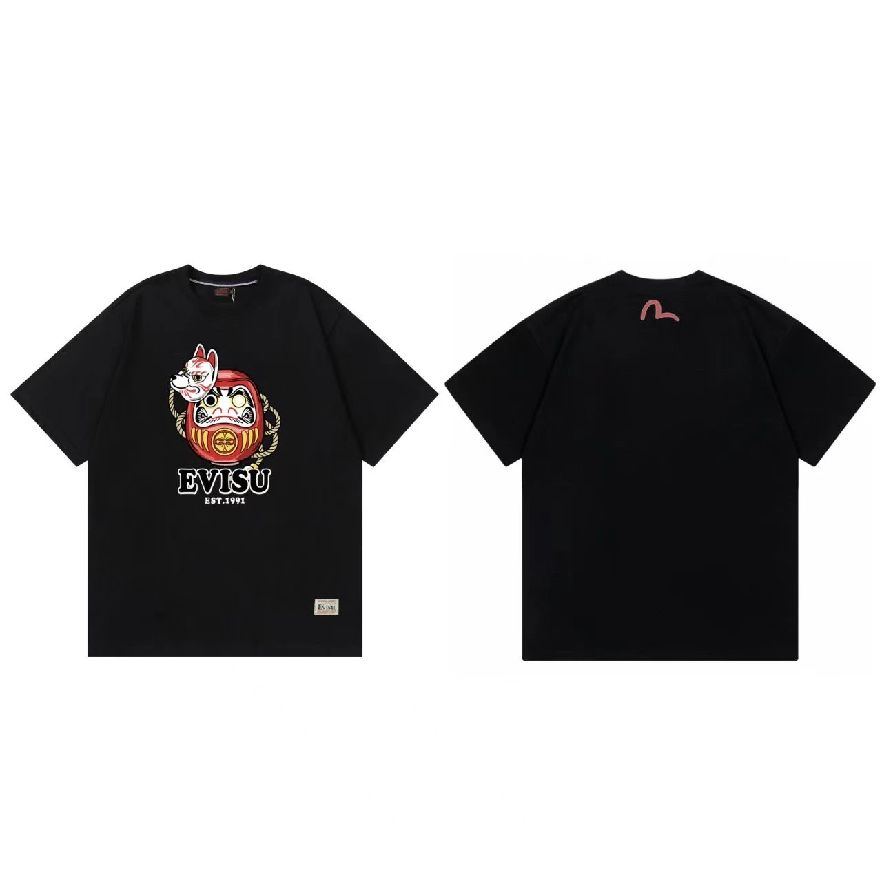 Evisu T-Shirts Short-Sleeve Graphic T-Shirt — Black F228
