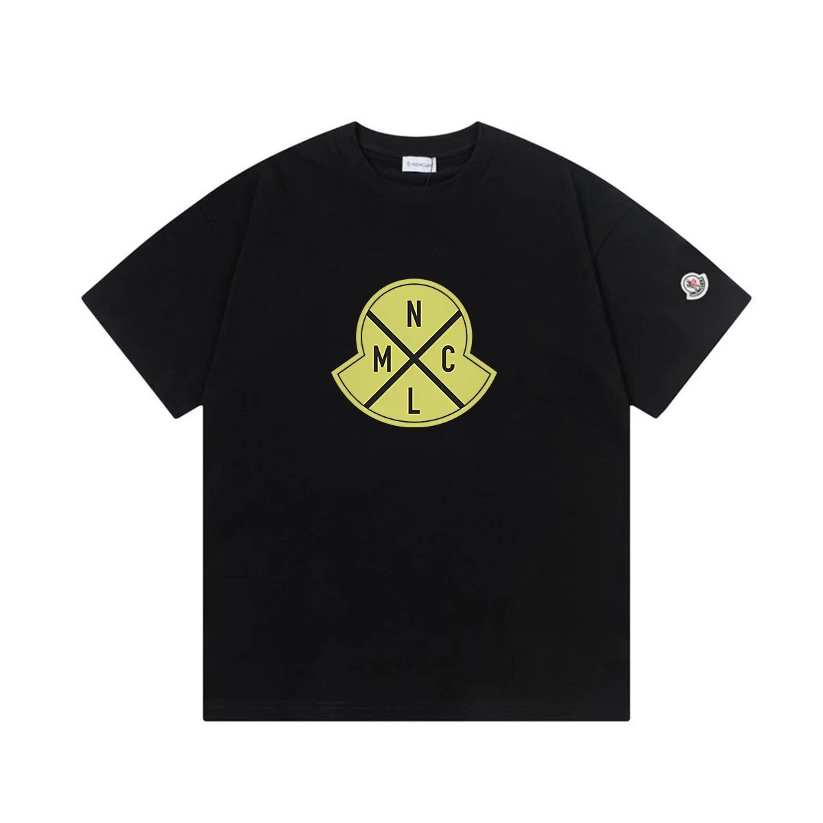 Moncler T-Shirts Short-Sleeve Graphic Print — M 2031 Black
