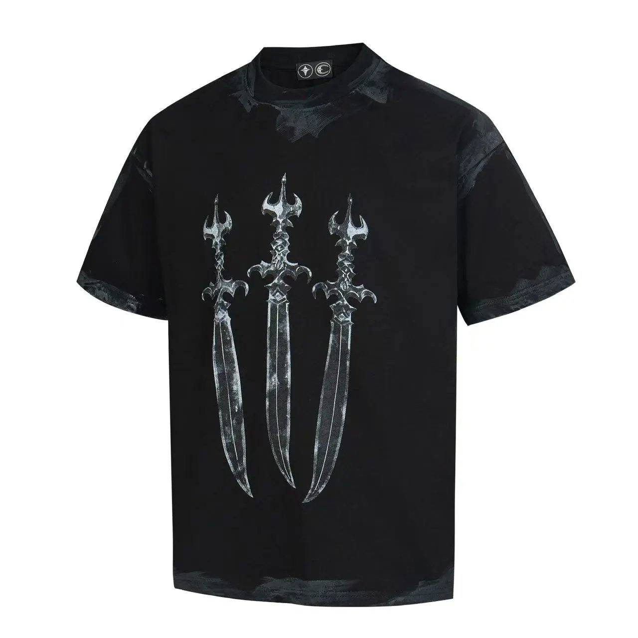 Unbranded T-Shirts Star and crescent moon graphic — Three Swords Black