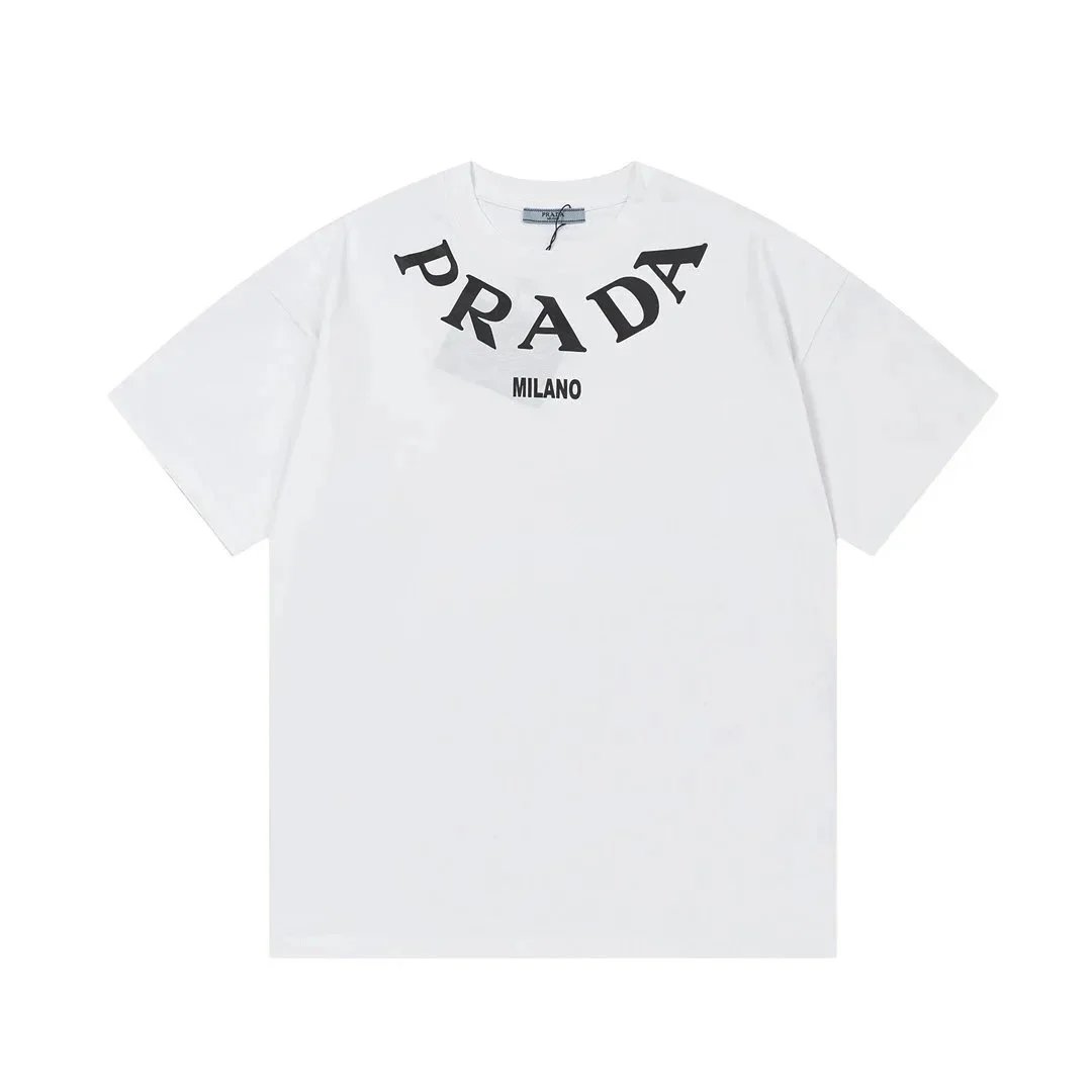 Prada T-Shirts Short-Sleeve Logo T-Shirt — 37