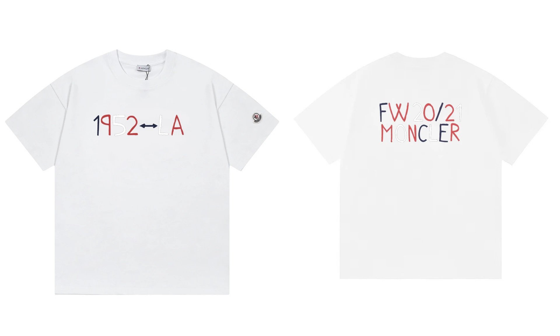 Moncler T-Shirts Short-Sleeve Graphic Print — M 2034 white