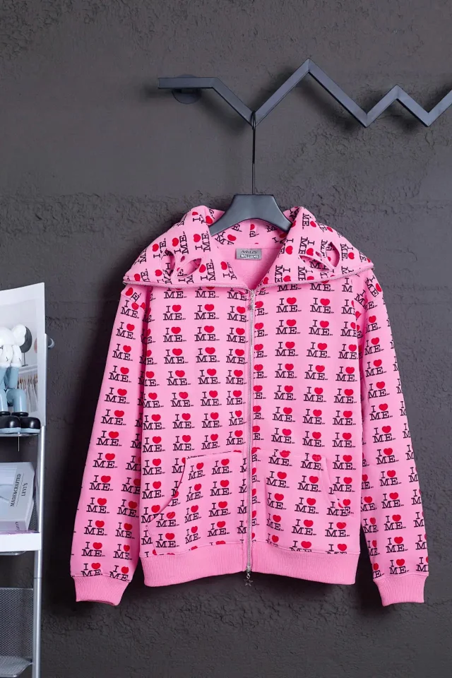 Ashley Williams Hoodies & Sweatshirts Zip-Up Hoodie with I Heart Me Print product detail image 10